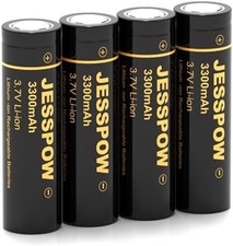 3.7 Volt Rechargeable Battery Flat Top, 4 Pack 3300mAh High Power Long Lasting R