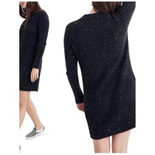 Madewell Donegal Northfield Mockneck Black Flecked Knit Long-Sleeve Dress Sz M