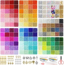 3mm Glass Seed Beads Kit, 44500pcs for Bracelets and Crafts