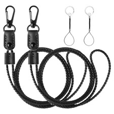 2 Pcs Braided Leather Badge Lanyards for ID Badges Holders Keys Long Strap1635