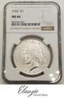 1924 Peace Silver Dollar NGC MS66 Amazing Luster