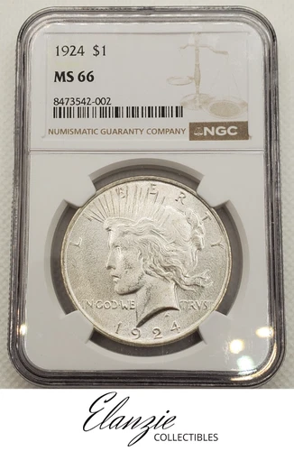 1924 Peace Silver Dollar NGC MS66 Amazing Luster