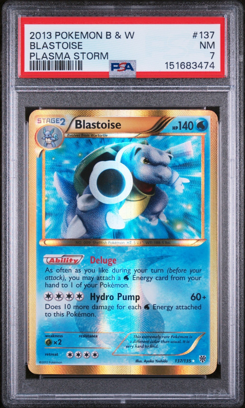 PSA 7 Blastoise 137/135 Black & White Plasma Storm Shiny Secret Rare Pokemon