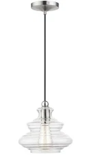 Livex Lighting, 52831-91, Everett, Pendant, Brushed Nickel with Chrome Finish