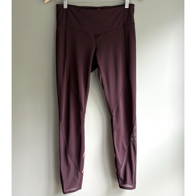 LULULEMON Size 6 | All Meshed Up 7/8 Crop Leggings Maroon Pink Athletic Gym