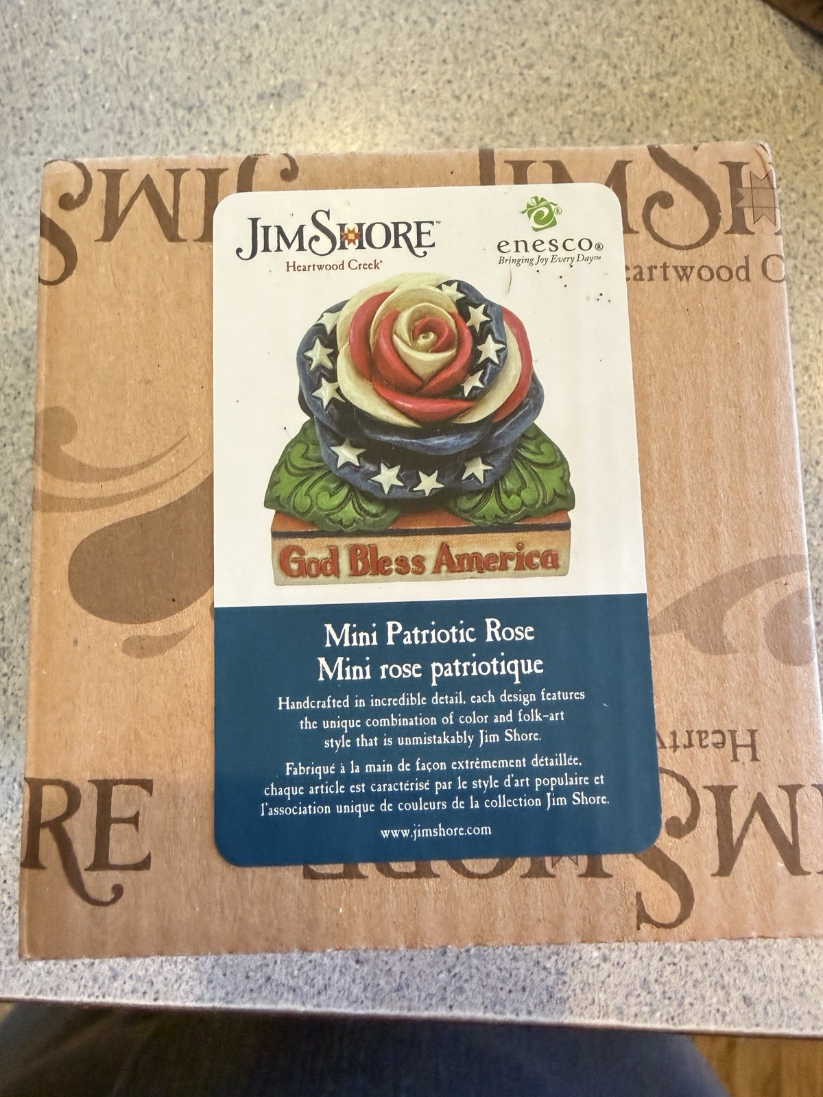 Jim Shore Hartwood Creek Mini Patriotic Rose USA Decor 6012432 God Bless America