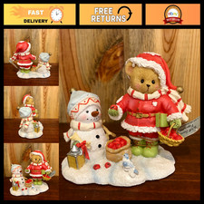 4" Santa Bear Figure - Cherished Teddies Christmas Ornament, Holiday D cor, Snow