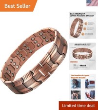 Copper Bracelet for Men, 3-Row Magnet Design, Ultra Strength Magnetic Bracele...
