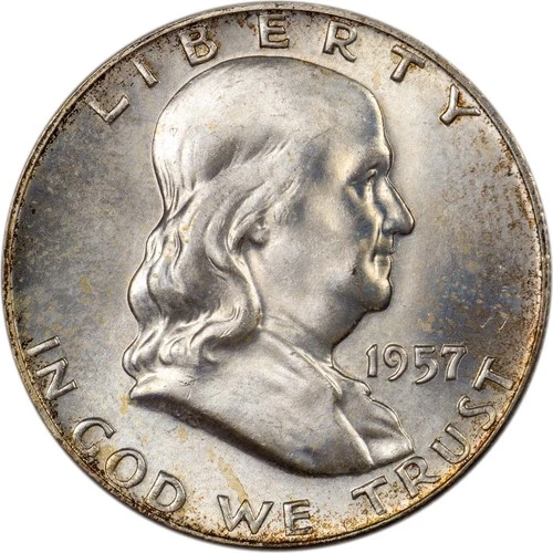 1957-D Franklin Half Dollar - PCGS MS65 FBL - Original Mint Set Toned GEM!