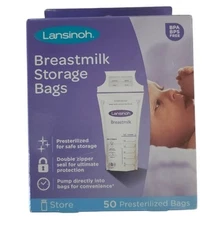 Lansinoh Breastmilk Storage Bags - Super Strong & Pre-Sterilized - 50 count  NEW