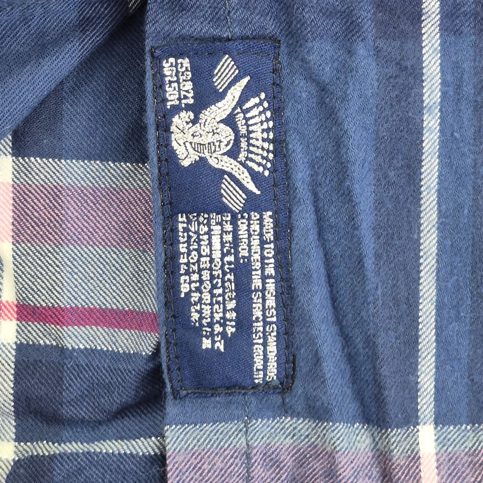 SUPERDRY Shirt Small Blue Womens Flannel Check Cotton Blend Long Sleeve Logo - Image 4 of 4