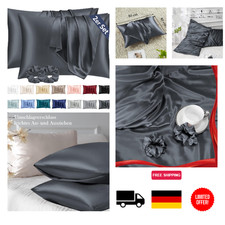 Satin Kissenbezug 2er Set 40x80 Dunkelgrau, Weich wie