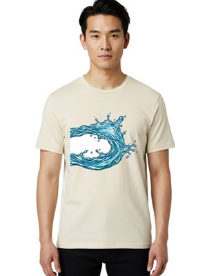 Water-Splash Mens Graphic Tee, 100% Cotton, Casual Summer Wear