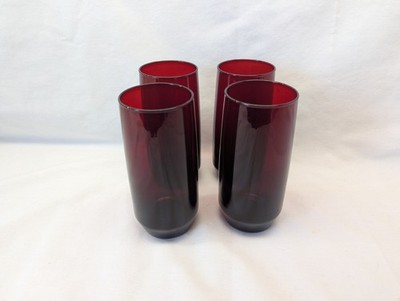 Set Of 4 Vintage Anchor Hocking Royal Ruby Red Glass  6  Flat Tumblers