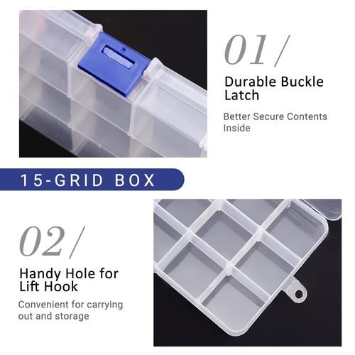 Bead Organizer Box 2PCS 15 Compartment Craft Storage Container with Removable - Picture 4 of 7