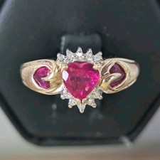 10K Yellow Gold Pink Ruby Diamond Magicglo Co...