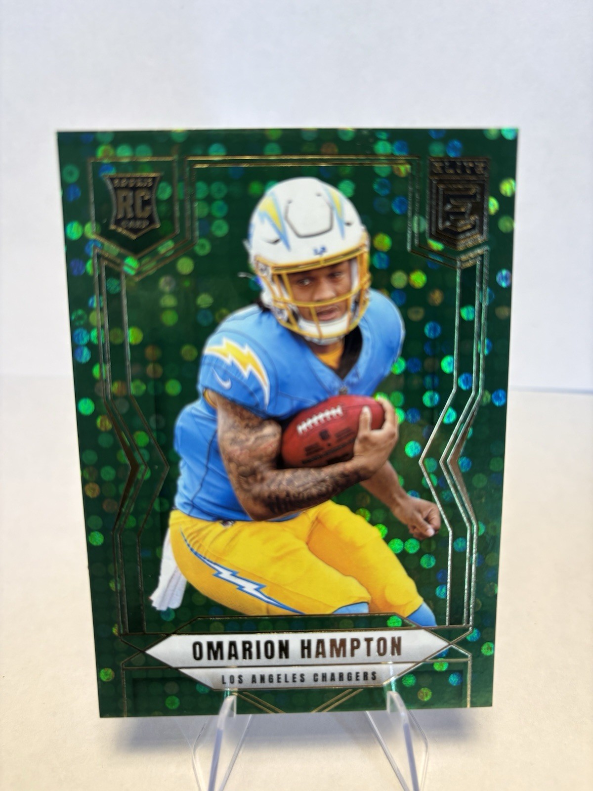 2025 Donruss Elite Omarion Hampton  Green Disco RC #132 Rookie card