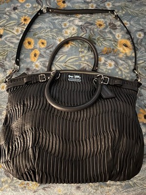 Coach Madison Midnight Deep Blue Gathered Leather Lindsey Satchel Shoulder Bag