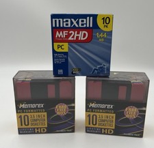 VINTAGE Lot 3 Boxes 3.5" Floppy Disks Memorex Maxell HD 1.44MB 29 Total Sealed