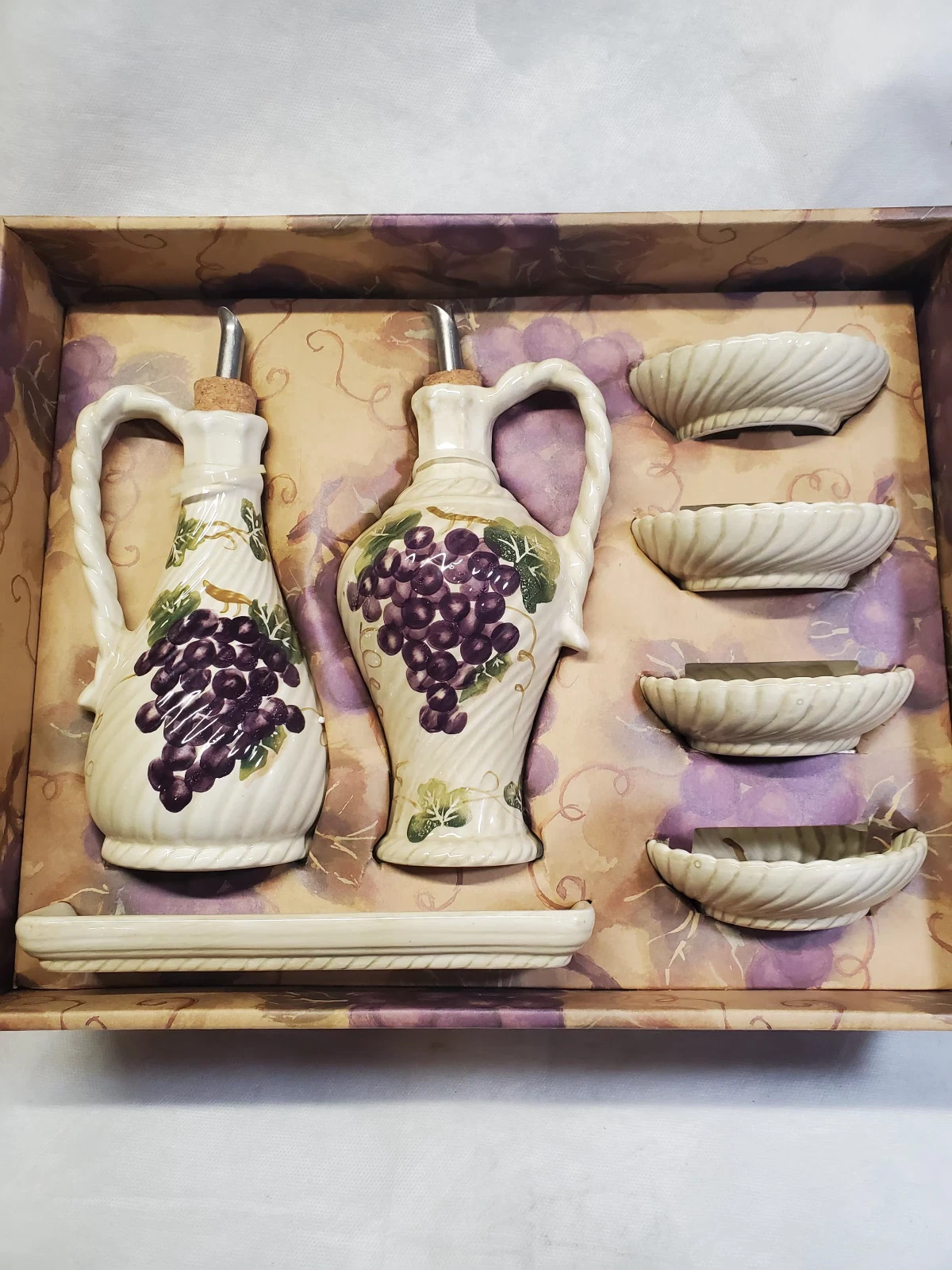 Ceramic Dipping Set 7 Pieces Grape Pattern From Linens and Things New in Box