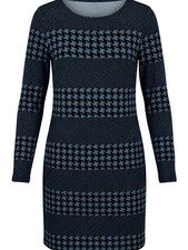 Michael Kors Black and Blue Patterned Long Sleeve Dress