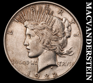 1922 Silver Peace Dollar - Scarce  Extra Fine  Better Date  No Reserve  #M236