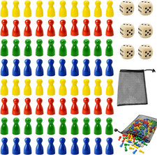 Spielfiguren Für Brettspiele, 80 Stück Spielfiguren Holz Mit 6 Würfeln Und Säckc