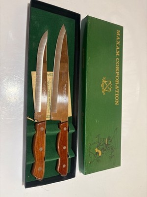 Vintage Maxam Precision Hollow Ground Stainless Steel Knife Set of 2 Japan
