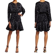Silvia Tcherassi Rachel Flounce Hem Dress Black Ivy SIZE XS