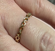 9ct Gold Plated On Sterling Silver Ring Infinity band Stacker 925 Size R-S