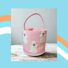 NEW Pretty in Pink Ghosts Halloween Treat Bucket – Candy & Party Favor Holder