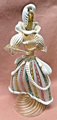 Ercole Barovier Murano Glass 13.5 '' Latticino Figure Woman / Fan