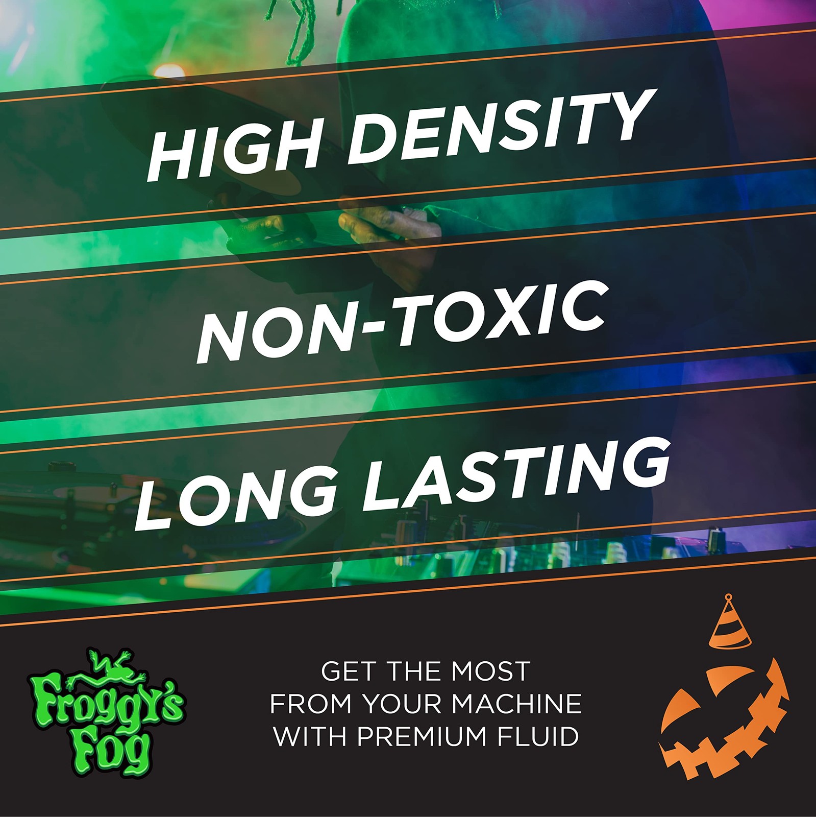 Froggy's Fog Halloween and Party Fog Fluid, High Output Long-Lasting Fog Juic...