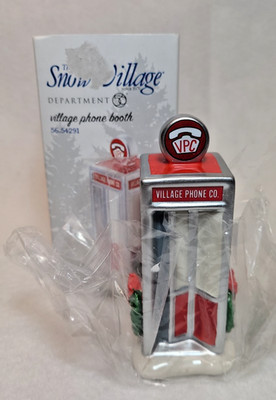 Department 56 Snow Village Phone Booth w/ Box - 54291, 1992 Ret, 2nd Box