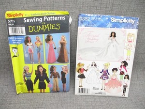 Lot of 2 Barbie Wardrobe Bridal Dress Sewing Patterns Clothes For 11.5" Dolls