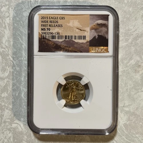 2015 1/10 oz $5 Wide Reeds First Releases American Gold Eagle NGC MS70