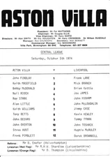 Aston Villa Reserves v Liverpool (Central League) 1974/1975
