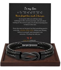 Btysun To My Son Bracelet from Dad Gifts for Son Men Leather Bracelets for Te...