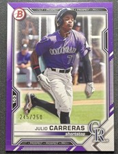 2021 Bowman Draft Julio Carreras #BD-30 Rockies Purple /250 
