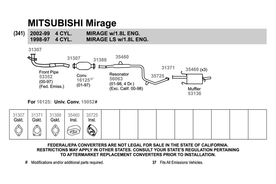For Toyota Tacoma 05-15 Exhaust Pipe Flange Gasket Metal Mesh & Thermal - Imagem 2 de 4