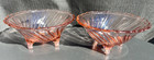 Vintage Pink Depression Glass Swirl Footed Candy Dish 5.5" Set of 2 UV Reactive — photo 1