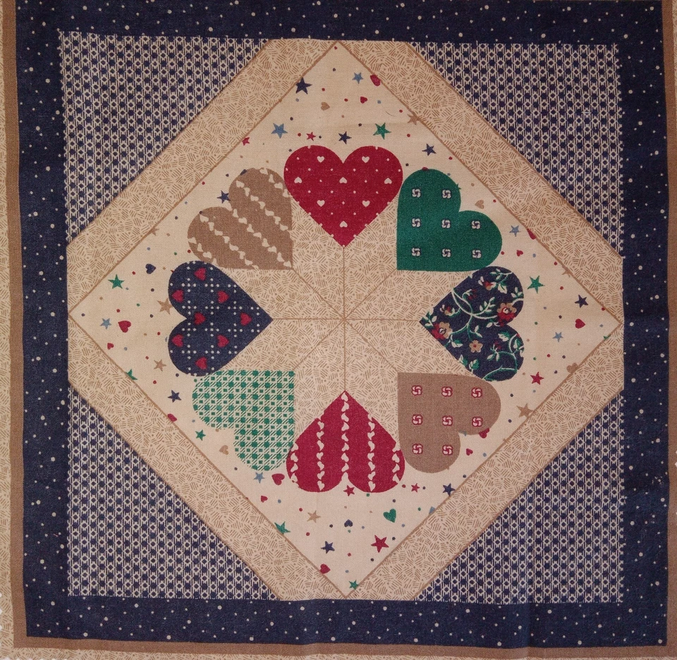 1994~Vintage ~ Marti Michell ~"Circle of Hearts"~ Cotton Fabric Panel ~ 11"x11" - Image 2 of 3