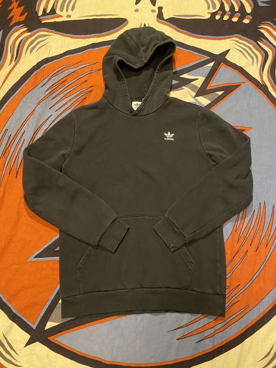Adidas Hoodie Mens Size S Black Pullover Hooded Tre Foil