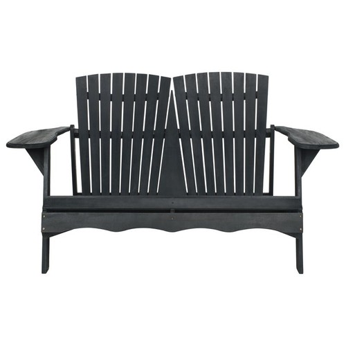 Safavieh Hantom 13.4" Acacia Wood Adirondack Bench in Dark Slate Gray - Picture 3 of 9