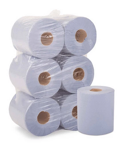 6x Blue Paper Roll Centre Feed 2 Ply, 120m x 175mm, Cleaning & Hygiene