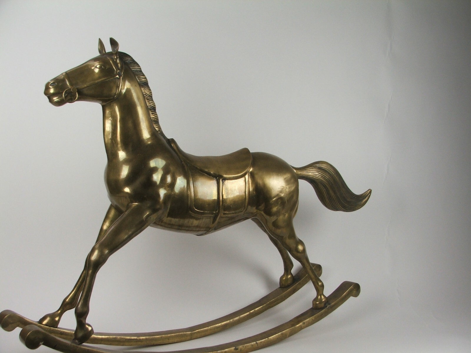 VINTAGE LARGE BRASS ROCKING HORSE eBay