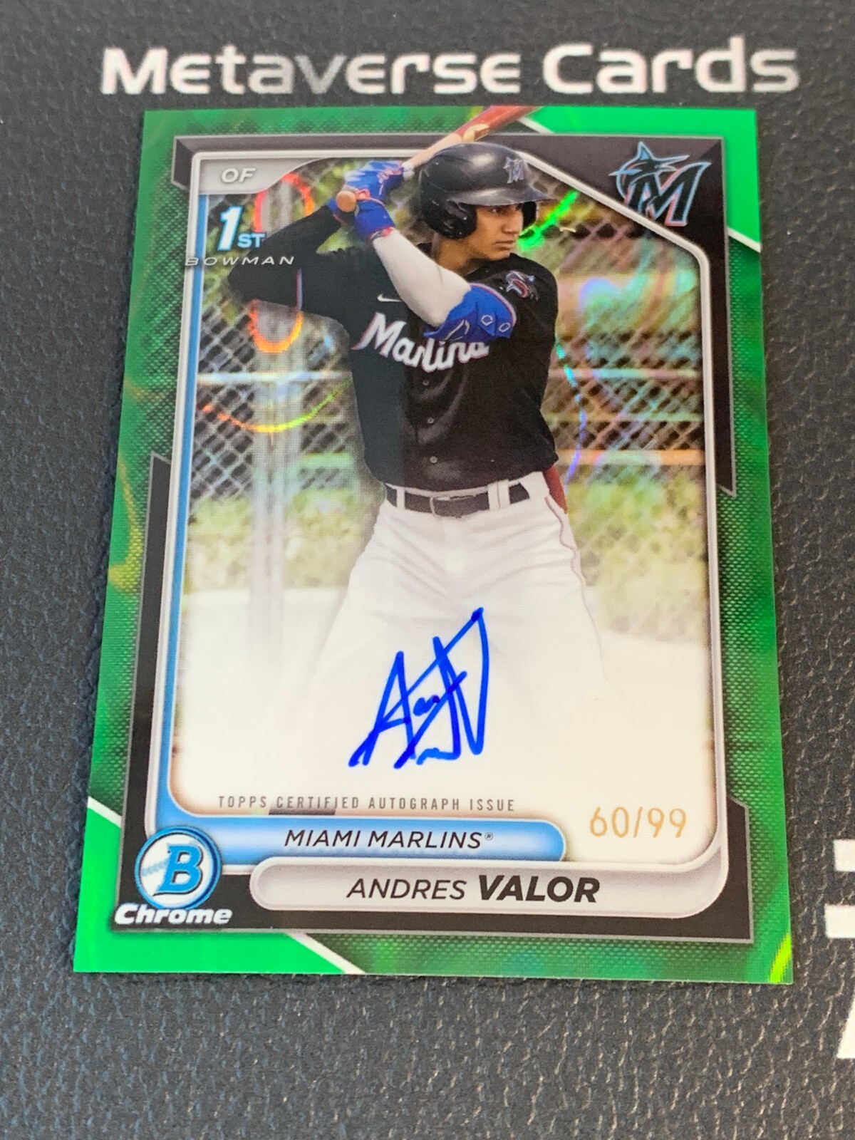 2024 Bowman Chrome Andres Valor 1st Bowman Green Lave Refractor Auto /99