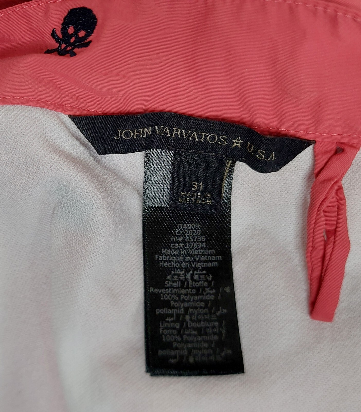 *RARE* Size 31 - JOHN VARVATOS Mens Shorts Embroidered Skulls Swim Trunks Lined image 6