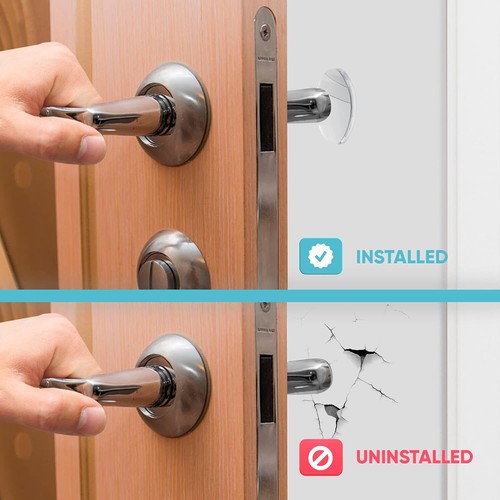 6-Piece Clear Rubber Door Knob Wall Protector Set, Self-Adhesive, Quiet Cushion - Picture 17 of 48