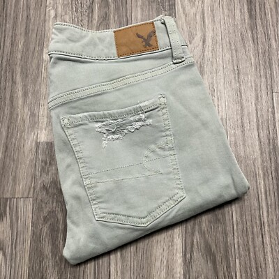 AMERICAN EAGLE Super Stretch Jegging Green Denim Jeans Women's Size 4 Regular